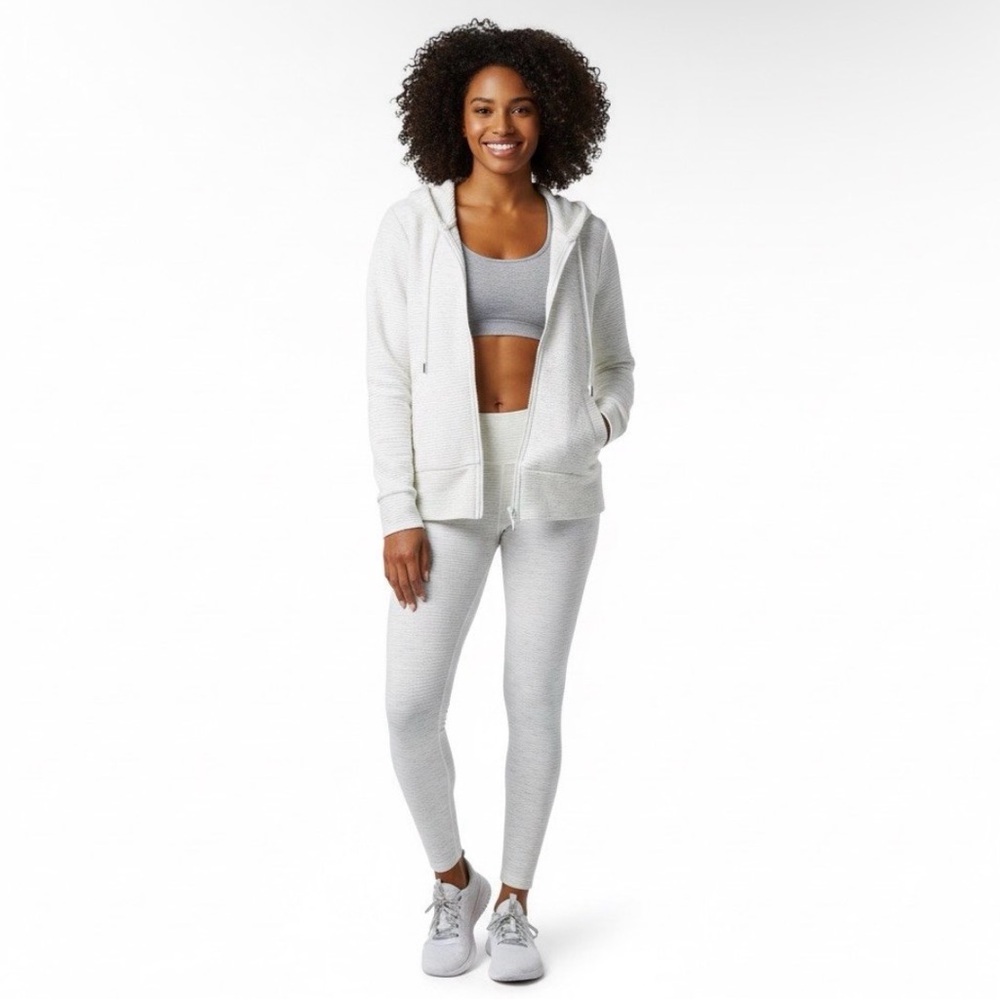 Active Life Off-White Ribbed Zip Hoodie
